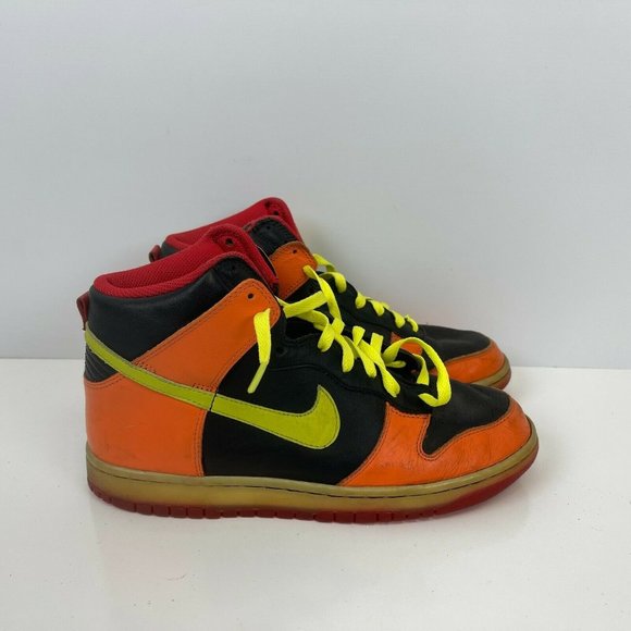 Nike Dunk High Shoes Black Bright Cactus Orange Blaze Red Mens Size 8 - Picture 3 of 8